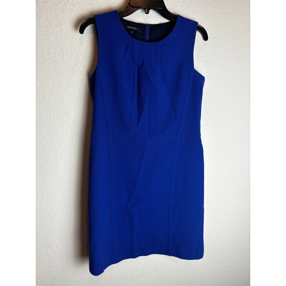 Lafayette 148 New York Royal Blue 100% Virgin Wool Sleeveless Sheath Dress 2